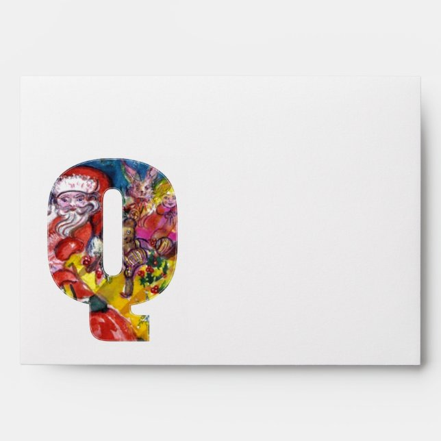CHRISTMAS Q LETTER  / SANTA CLAUS WITH GIFTS ENVELOPES (Front)