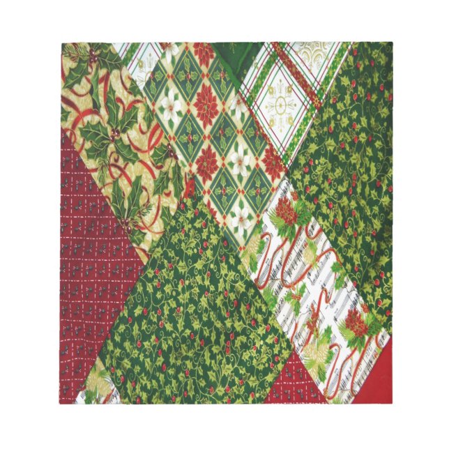 Christmas Quilt Background Notepad (Front)