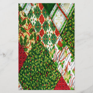 Christmas Quilt Background Stationery