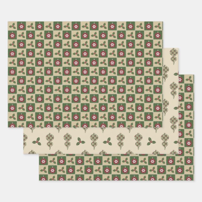 Christmas Quilt Wrapping Paper Set (Set)