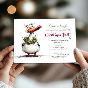 Christmas Quirky Goose Humour Whimsical Party Invi Invitation