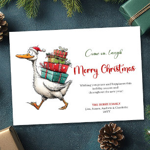 Christmas Quirky Goose Playful Hand Drawn Greeting Holiday Card
