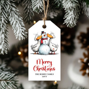 Christmas Quirky Silly Geese Humour Gift Tag Art