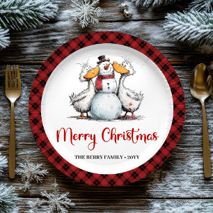 Christmas Quirky Silly Geese Humour Party Plates