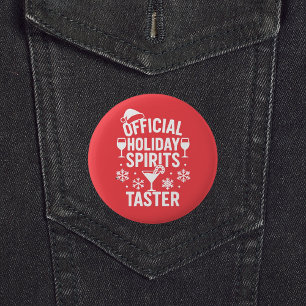 Christmas quote funny party spirits taster red 6 cm round badge