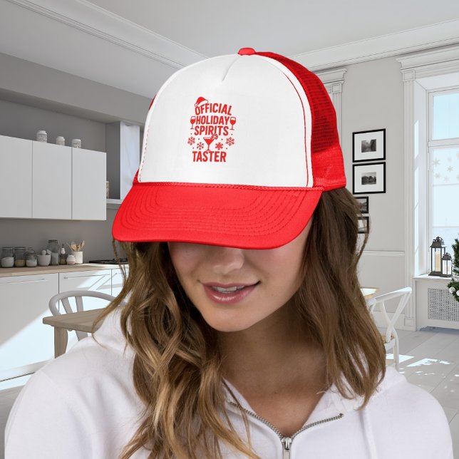 Christmas quote funny party spirits taster red trucker hat (Creator Uploaded)