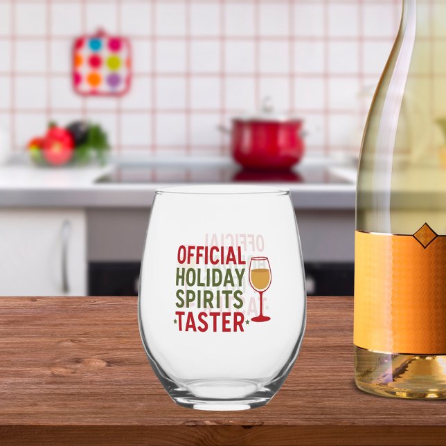 Christmas quote funny party spirits taster stemless wine glass (Creator Uploaded)