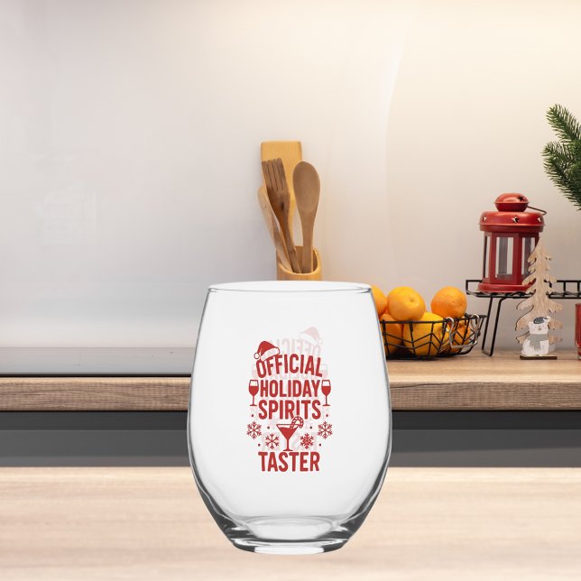 Christmas quote funny party spirits taster stemless wine glass (Creator Uploaded)