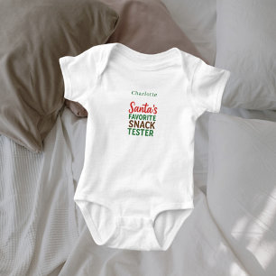 Christmas quote funny snack tester name baby bodysuit