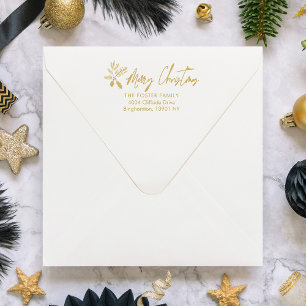 Christmas Quote Holly Whimsical Script Return Rubber Stamp