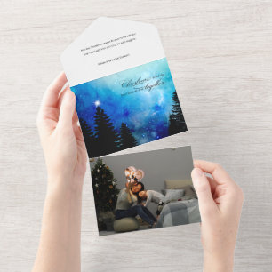 Christmas Quote w/Starry Night Sky & Woods All In One Invitation