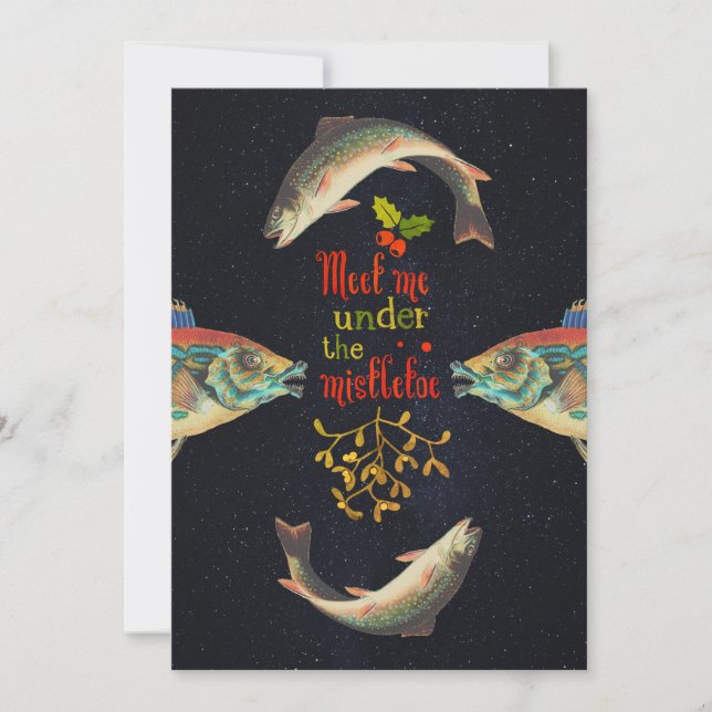 Christmas quote with fish in space holiday card (Front)