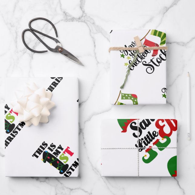 Christmas Quotes for Kids Wrapping Paper Sheets (Front)