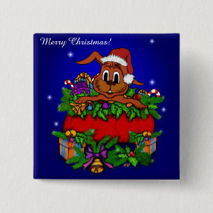 Christmas Rabbit 15 Cm Square Badge