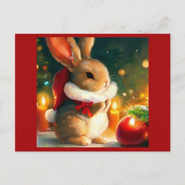 Christmas Rabbit 1 Holiday Postcard (Front)