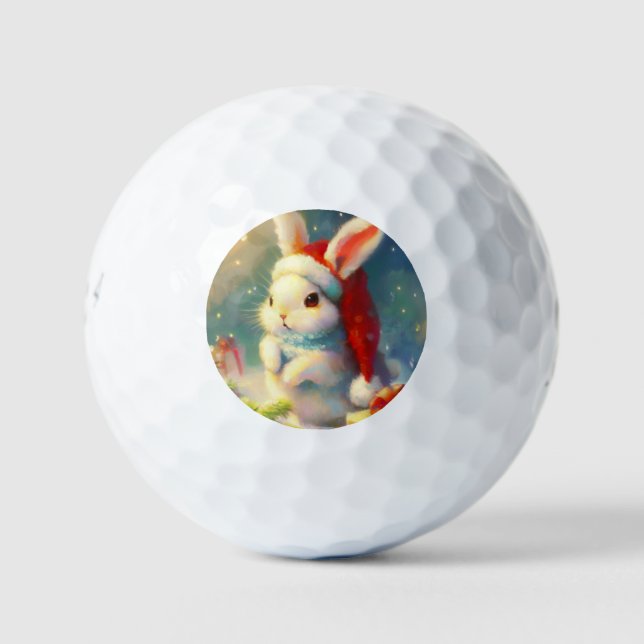 Christmas Rabbit (2) Golf Balls (Front)