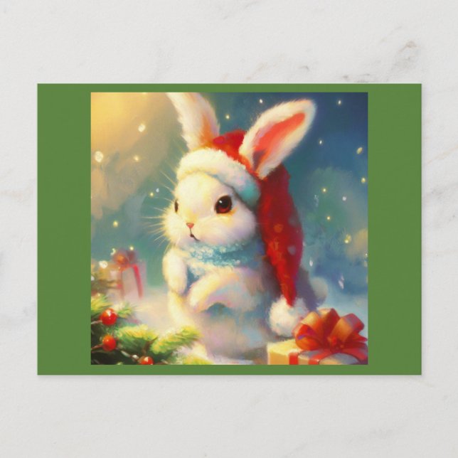 Christmas Rabbit 2 Holiday Postcard (Front)
