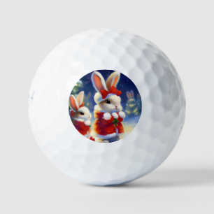 Christmas Rabbit (3) Golf Balls