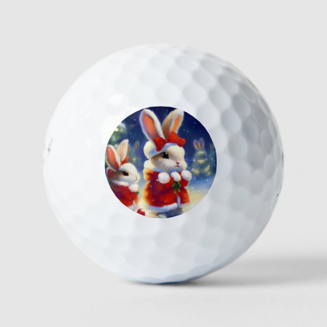 Christmas Rabbit (3) Golf Balls (Front)