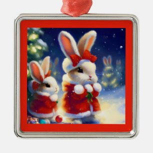 Christmas Rabbit 3 Metal Tree Decoration
