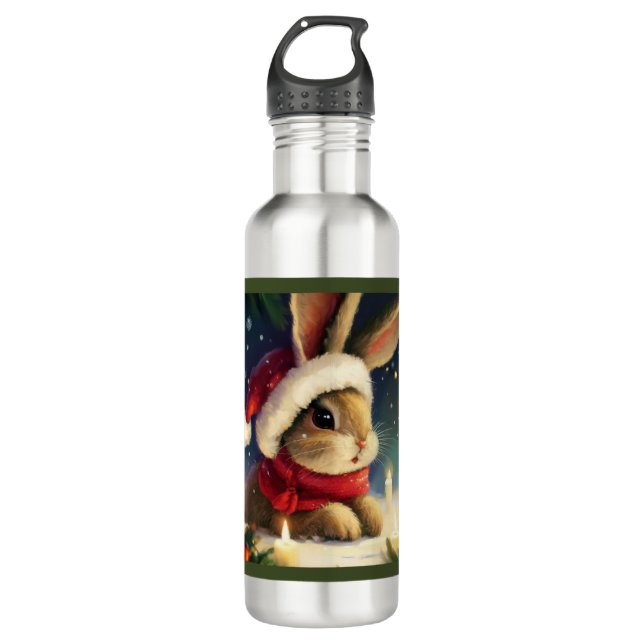 Christmas Rabbit 4 710 Ml Water Bottle (Front)