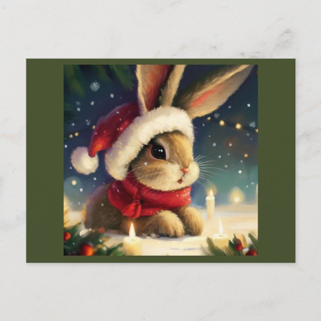 Christmas Rabbit 4 Holiday Postcard (Front)