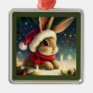 Christmas Rabbit 4 Metal Tree Decoration