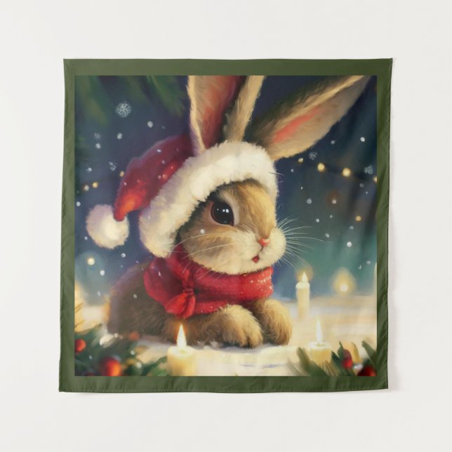 Christmas Rabbit 4 Tapestry (Front)