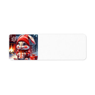 Christmas Rabbit address label