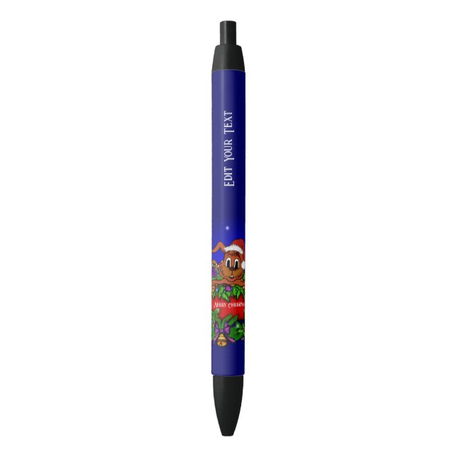 Christmas Rabbit Black Ink Pen (Front Vertical)
