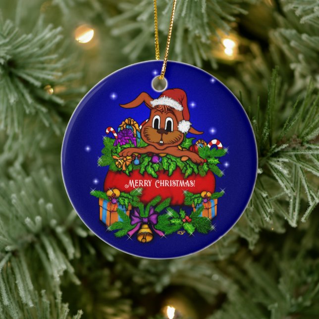 Christmas Rabbit Ceramic Tree Decoration (Tree)
