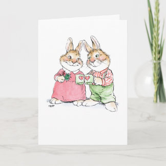 Christmas Rabbit Couple Card