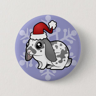 Christmas Rabbit (floppy ear smooth hair) 6 Cm Round Badge