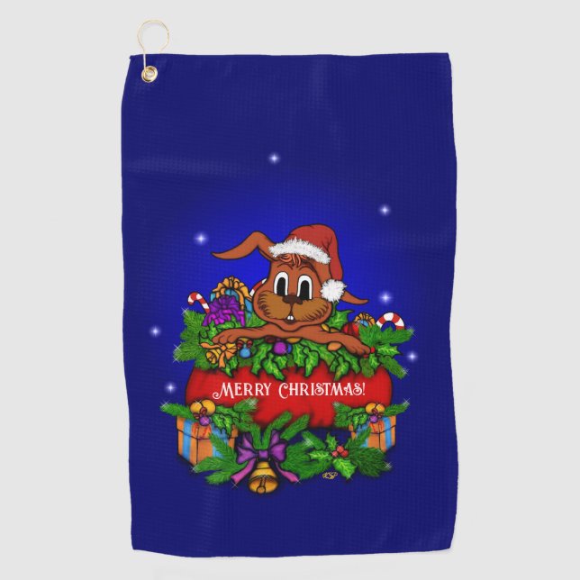 Christmas Rabbit Golf Towel (Front)