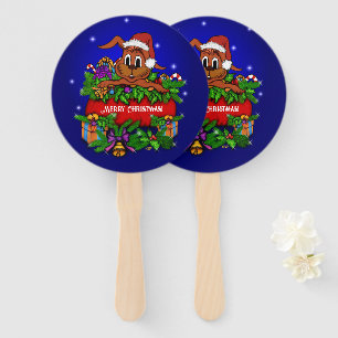 Christmas Rabbit Hand Fan