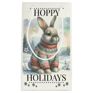 Christmas Rabbit Hoppy Holidays Small Gift Bag