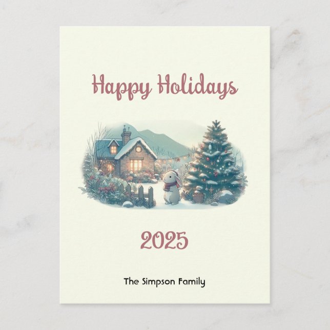 Christmas rabbit in the lake district holiday postcard (Front)