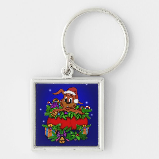 Christmas Rabbit Key Ring (Front)