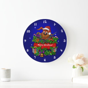 Christmas Rabbit Large Clock