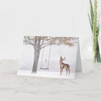 Christmas Rabbit on Tree On Winter Swing 