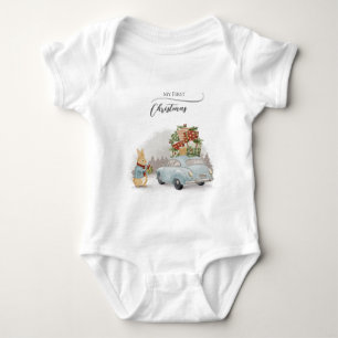 Christmas Rabbit Peter and Car Baby Bodysuit