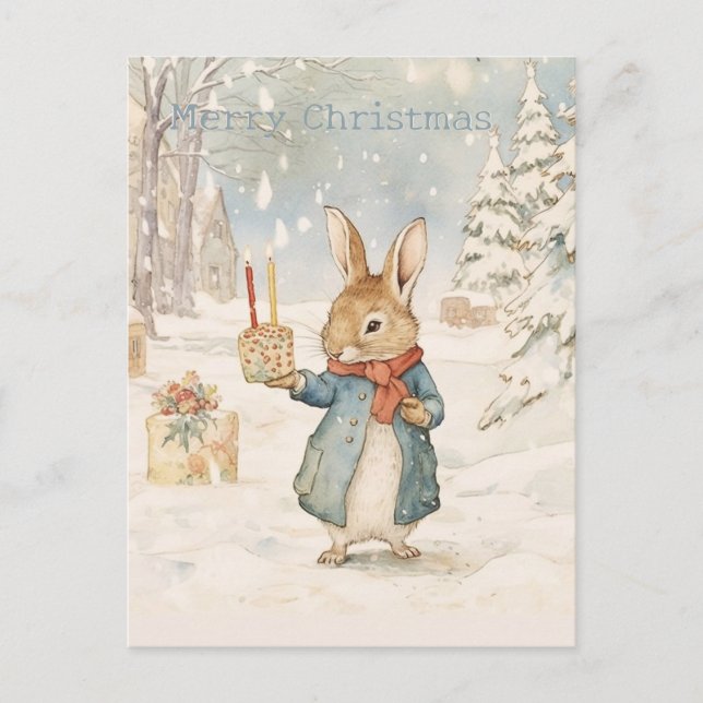 Christmas Rabbit Peter Postcard (Front)