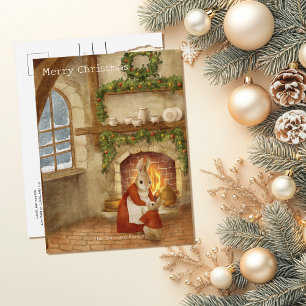 Christmas Rabbit Peter Vintage Postcard