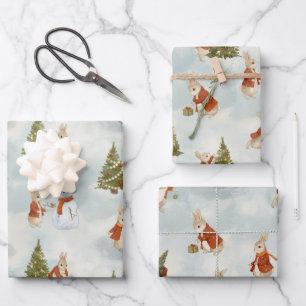 Christmas Rabbit Peter Vintage Wrapping Paper Sheet