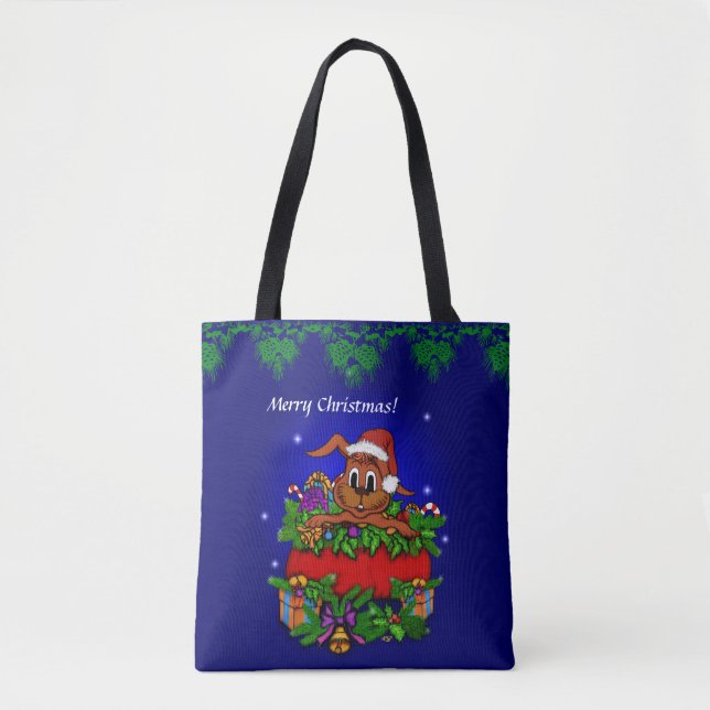 Christmas Rabbit Tote Bag (Front)