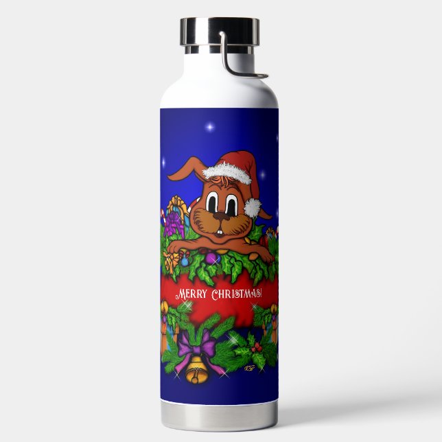 Christmas Rabbit Water Bottle (Left)