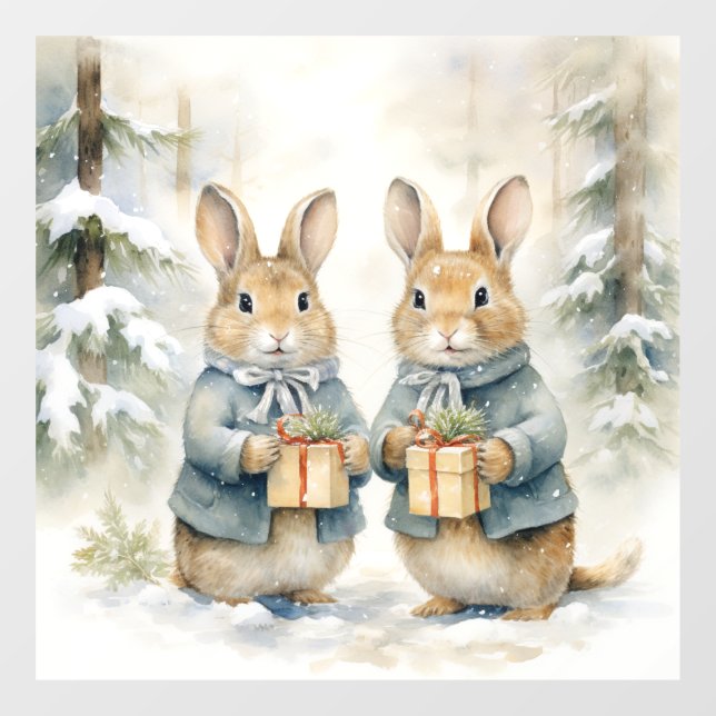 Christmas Rabbit Window Cling (Sheet)