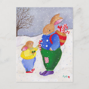 Christmas Rabbits Postcard