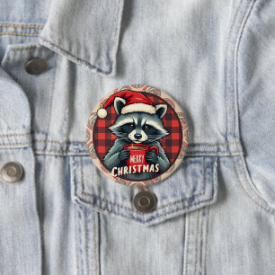 Christmas Raccoon Cocoa Cheer 7.5 Cm Round Badge