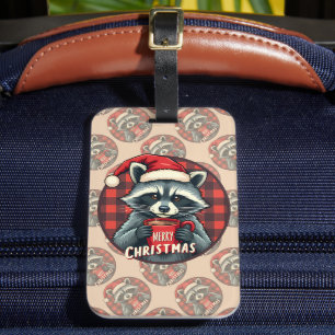 Christmas Raccoon Cocoa Cheer Luggage Tag
